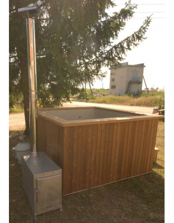 Deluxe hot tub 180x180 cm, square shape with thermowood trim