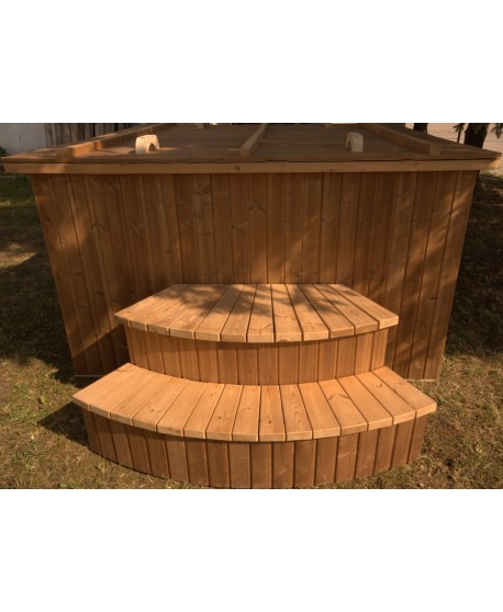 Deluxe hot tub 180x180 cm, square shape with thermowood trim Deluxe hot tub 180x180 cm, square shape with thermowood trim