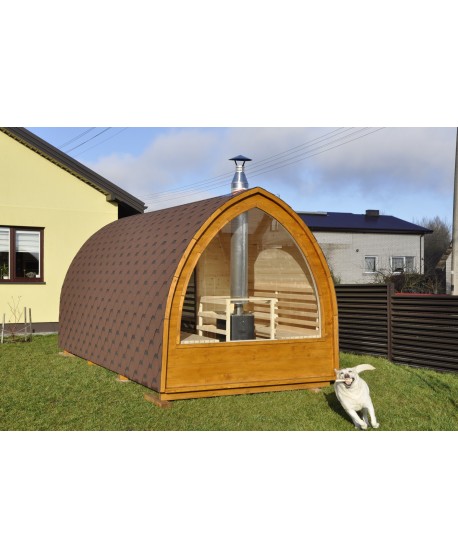 Sauna jardin extérieur avec fenêtre panoramique Sauna jardin extérieur avec fenêtre panoramique