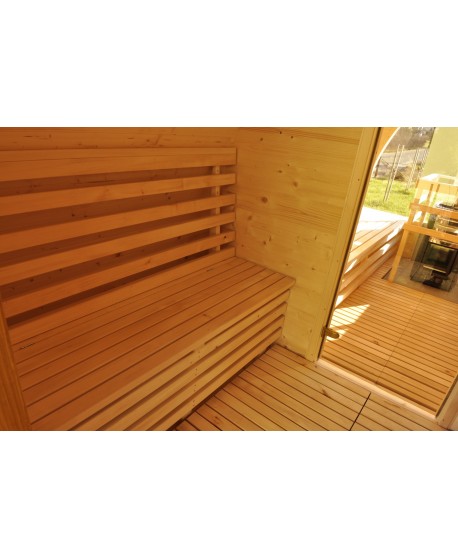Sauna jardin extérieur avec fenêtre panoramique Sauna jardin extérieur avec fenêtre panoramique
