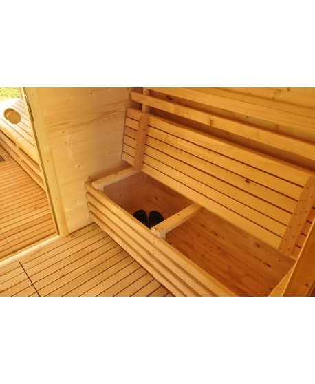 Sauna jardin extérieur avec fenêtre panoramique Sauna jardin extérieur avec fenêtre panoramique