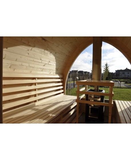 Sauna jardin extérieur avec fenêtre panoramique