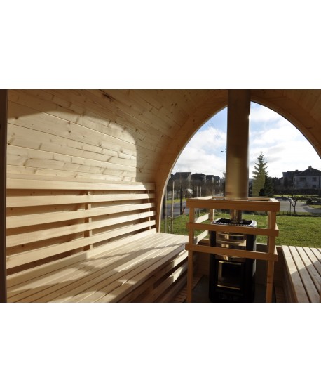 Sauna jardin extérieur avec fenêtre panoramique Sauna jardin extérieur avec fenêtre panoramique
