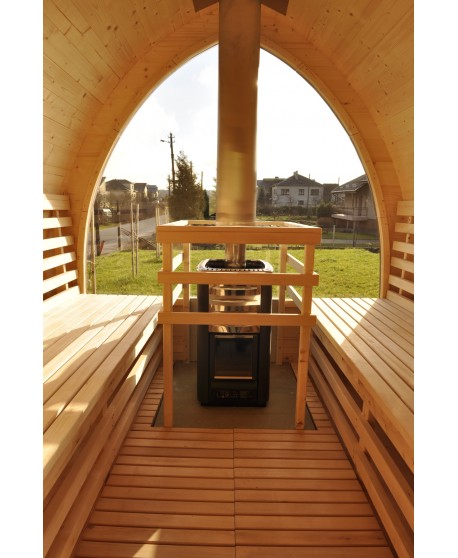 Sauna jardin extérieur avec fenêtre panoramique Sauna jardin extérieur avec fenêtre panoramique