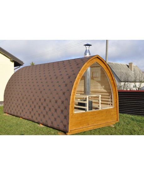 Sauna jardin extérieur avec fenêtre panoramique Sauna jardin extérieur avec fenêtre panoramique